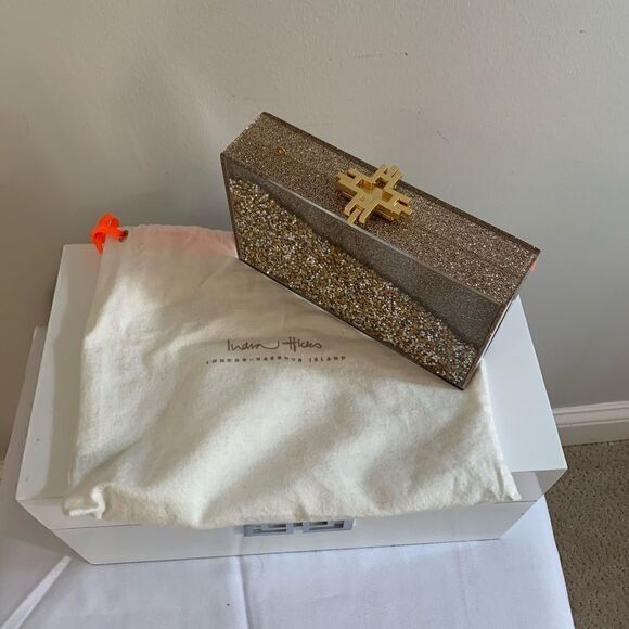 India Hicks Glitter Box Clutch - New - Picture 5 of 13